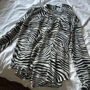 Princess Polly button down zebra long sleeve top
